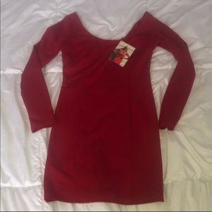 naked wardrobe Dresses - Naked Wardrobe Red long sleeve Mini Dress naked wardrobe Dresses - Naked Wardrobe Red long sleeve Mini Dress